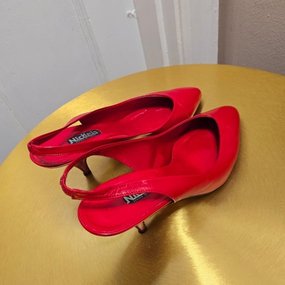 Nickels Slingback Red Heels Pointed Toe Shoe. Size 8.5B🌴✌️ - Picture 9 of 9